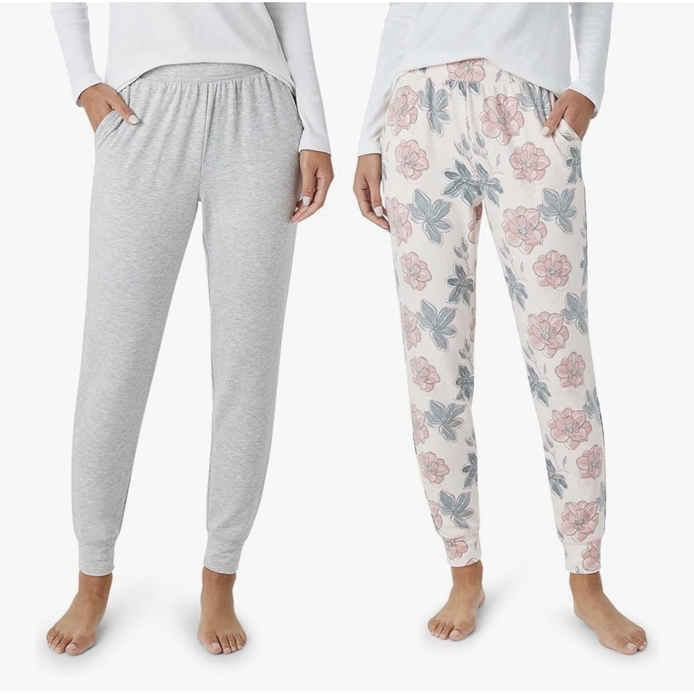 NEW 2-Pack Eddie Bauer Soft Stretch Waist Pajama Lounge Pants Medium Grey/pink